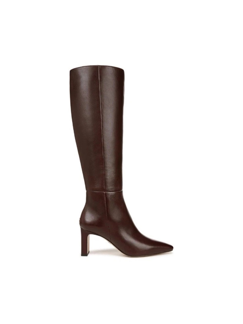Sam Edelman Sylvia Boot Tall Pointed-Toe Leather Boots - Dark Brown - Picture 2 of 9